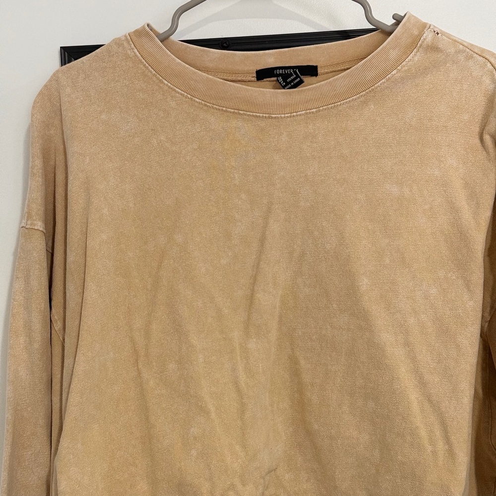 Forever 21 Beige Crop Gym Cozy Pullover FLAWED size L, wide sleeve